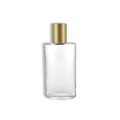 50ml flat bar clear glass bottle perfume with pump sprayer and gold cap 