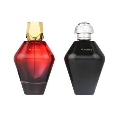 Hot Selling Luxury Wine Red and Black 100ml Perfume Bottle Glass Perfume with Cap 