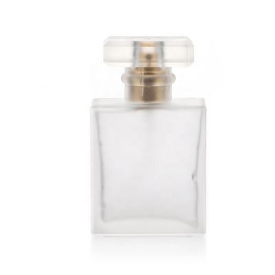 OEM Logo Frosted Glass Spray Square Empty Perfume Bottle 50ml For Women