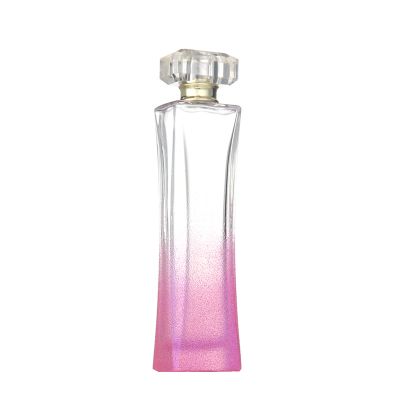 Wholesale 100ml Cosmetic Packaging Gradual Coating Color Unique Empty Glass Pink Perfume Bottle 