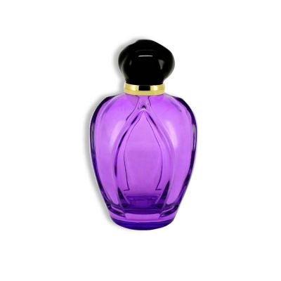 100ml dark purple empty glass perfume bottle with black cap 