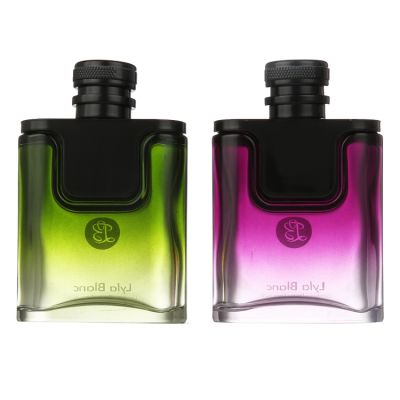 China Custom Luxury Purple/Green Gradient Glass Spray Perfume Bottle 100ml