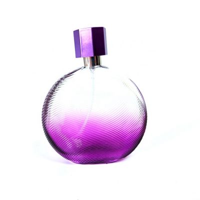 Flat Water Drop Shape Purple Luxury Empty 100 Ml Glass Perfume Bottles