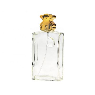 100ml Golden Bear Cap Flat Rectangle Cute Perfume Bottle For Perfume Packing 