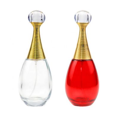 Diamond And Golden Design Cap 60ml Luxury Perfume Glass Bottle With Atomizer 