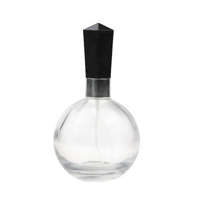 100ml ball round shape spherical clear glass bottle silver black cap round glass perfume bottle 