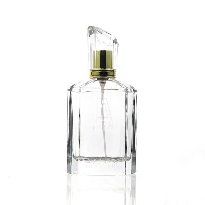 High Quality 85ml Glass Square Perfume Crimped Spray Bottle Custom Logo 