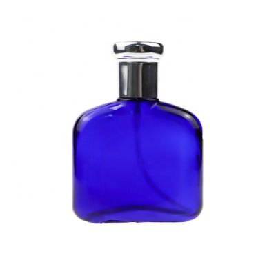 New Design Luxury Square Blue Perfume Spray Bottle 80 ml With Silver Cap 