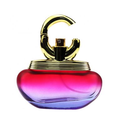 Hand Polished Purple Spray 100ml Round Luxury Women Crystal Glass Perfume Bottle 