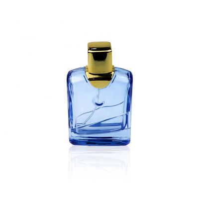Custom Made Pour Homme Men Blue Square Perfume Glass Spray Bottle Empty 110ml 