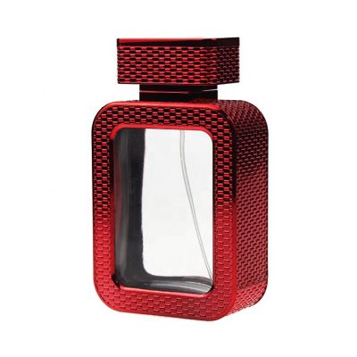 Custom Luxury 110ml Metal Glass Square Perfume Bottle With Carton Box Packaging 