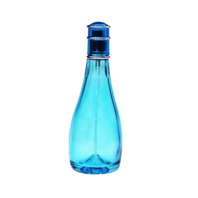 Custom Empty Round Blue Summer Cool Water Perfume Glass Bottle 100 ml 