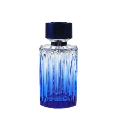 100ml Engraved And Gradient Blue Glass Perfume Bottles 
