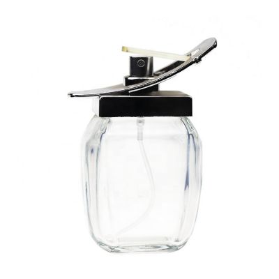 Custom Wholesale 4OZ Spray Sauqre Clear Glass Perfume Bottle 