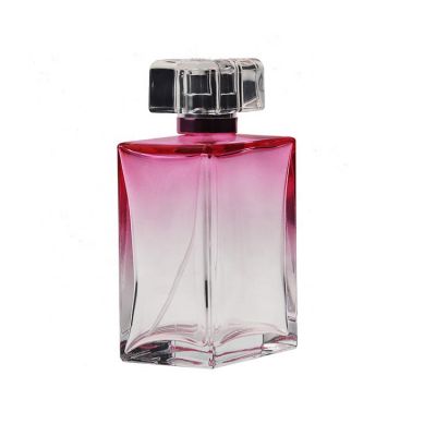 High Quality Luxury Empty 110ml Rectangle Women Pink Spray Glass Perfume Bottle 