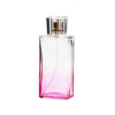Custom Rectangular Pink Color Crystal Spray Perfume Glass Bottle 100ml 