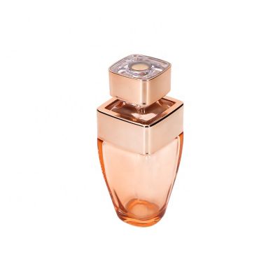 100ml Cube Orange Crystal Glass Cosmetic Perfume Bottle With Spray Pump 