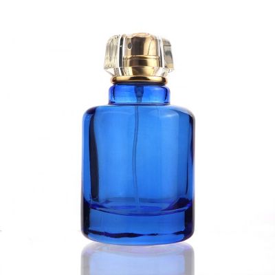 Custom Luxury 110ml Round Blue Glass Perfume Spray Bottle 