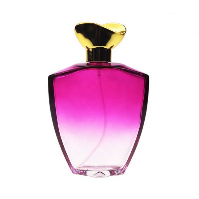 New Design Elegant Triangle Pink Gradient Refillable Perfume Spray Bottle 100 ml With Gold Cap For Women 