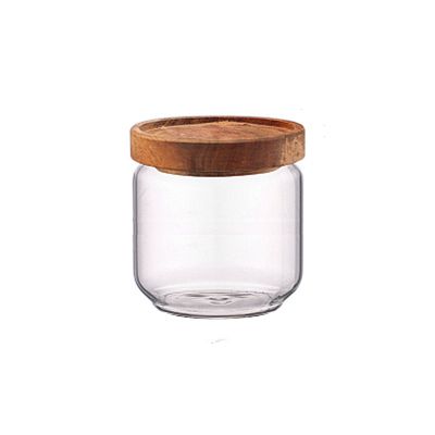 Glass Jar with Wood Lid Hermetic Pot Borosilicate Candy Bean Glass Jar