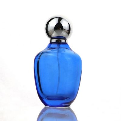 Wholesale Luxury 70ml Blue Round Perfume Glass Bottle Supplier 