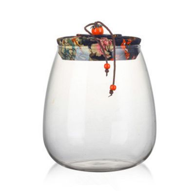 High Grade Cloth Lid High Borosilicate Custom Handmade Glass Jar