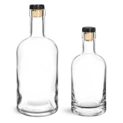 200ml 375ml 500ml 750ml Fashionable elegant durable transparent glass wine bottle for vodka whiskey 