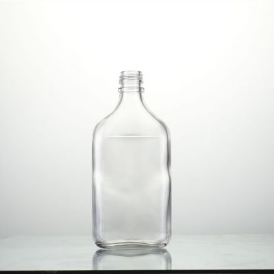 250ml clear flat empty glass wine bottle for vodka with plastic screw cap