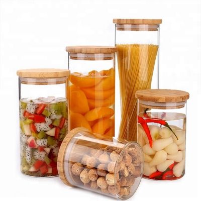 450ML High Quality Glass Jar with Wood Lid Hermetic Pot Borosilicate Candy Bean Glass Jar Kitchenware Storage Can