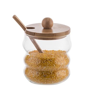 Hand-Blown Glass Candy Jar With Wooden Airtight Seal Cork Lid
