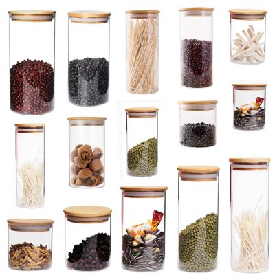 250ML High Quality Glass Jar with Wood Lid Hermetic Pot Borosilicate Candy Bean Glass Jar Kitchenware Storage Can