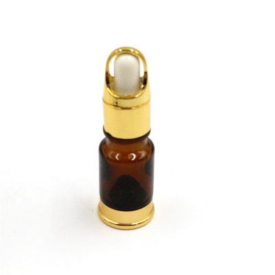 Wholesale cosmetic packing 15ml 30ml 50ml amber essential oil dropper glass bottle with gold base 