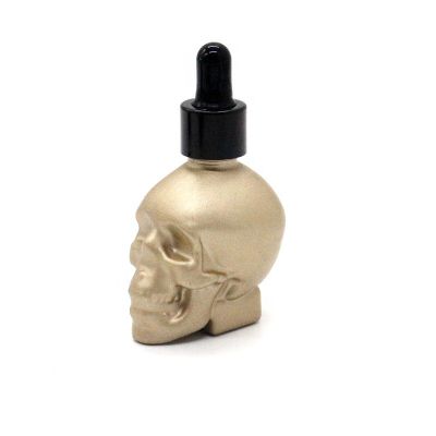15ML 30ML 60ML Gold/Black Skull Head Glass Essential Oil Bottle with Black Dropper 