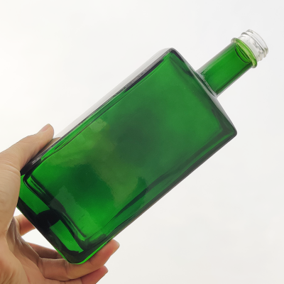 empty green cork top brown screw top Oblong shape custom size unique wine whisky 500 ml glass bottle 