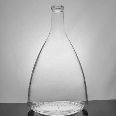 Wholesale Empty Clear Shaped Spirit Glass Alcohol Bottles 1000ml Vodka Bottle Liquor Glass Bottle 1l With Cork Stopper