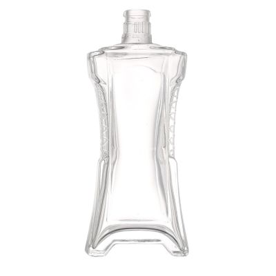 Custom design unique shape crystal 500 ml wine glass liquor bottle with crown