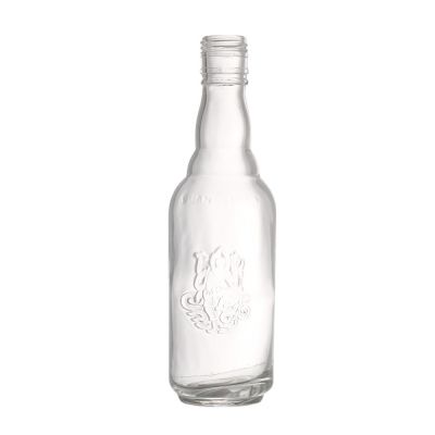 High quality 300 ml clear round unique wine liquor empty glass bottle with screw