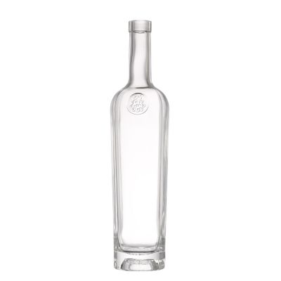 Custom best quality 350 ml transparent liquor wine tall glass bottle wine with cover 