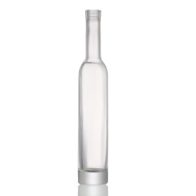 Empty 375 ml custom clear frosted wine liquor alcohol spirit glass bottles with cover 