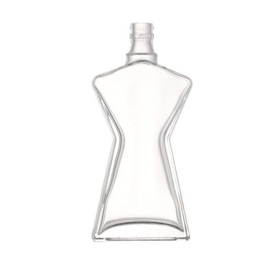 Fashionable shape empty custom cheap price 250 ml glass wine liquor bottles with crown lid 