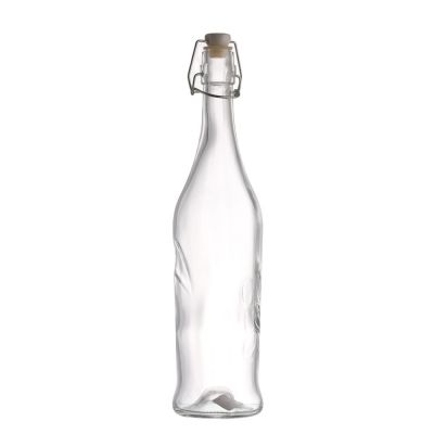 Custom design unique shape 750 ml glass liquor wine glass bottle with swing top 