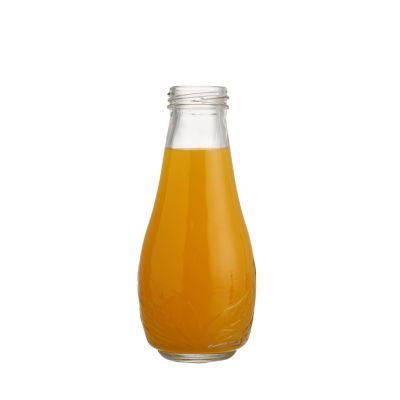 Chinese manufacturers selling juice milk beverage clear 300 ml glass bottles with metal lid 