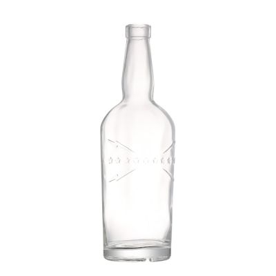 Customised logo Empty Square 700ml Whisky Spirit Vodka Bottle With Cork 