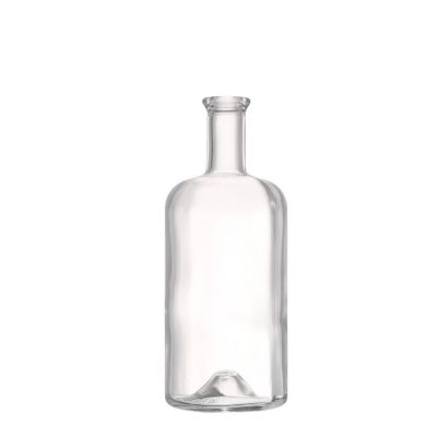 Empty round shape low price 750 ml round clear glass liquor bottle with stopper