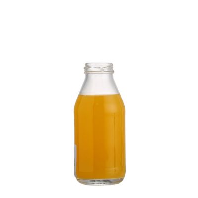 Heat-resistant 250 ml round glass bottle milk juice glass beverage bottles with lid 