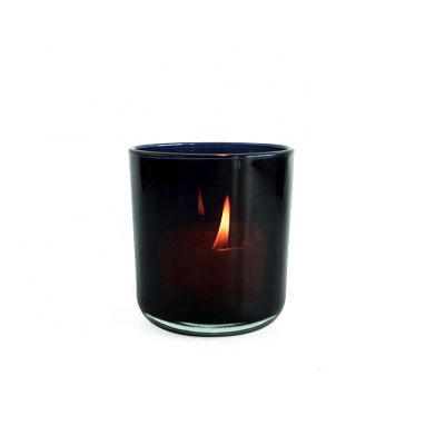 2020 hot sale 8oz 250ml mirror candle holder inner shiny black votive candle tumblers 