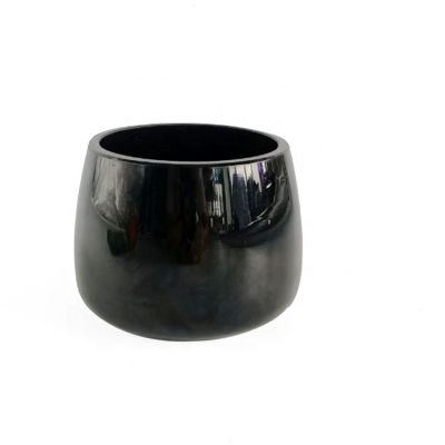 High Quality handmade Shiny Black Glass Candle Jar Thick Candle Holder Glass 10oz 