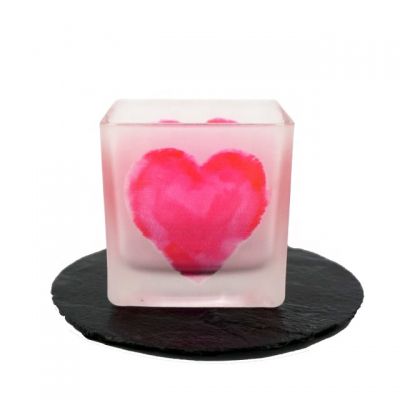 120ml Matte Square Valnetine's Day Glass Candle Tumbler 
