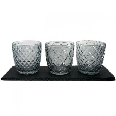 tapered grey lass votive holder with snowflake