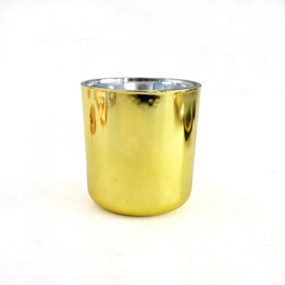 high quality promotion gold copper candle holder 8oz glass candle jar with iron metal lid